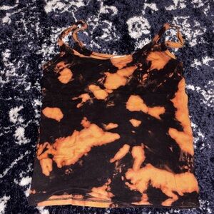Tie-Dye Women's Tank Top - Orange and Black